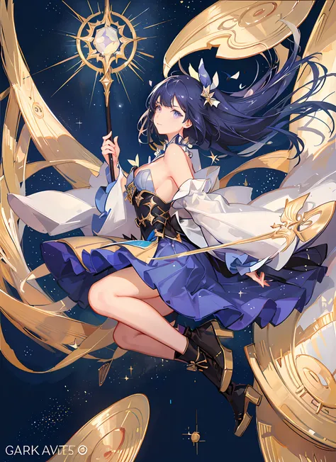 Astesia (Arknights), long hair, blue hair, solo, anime, anime