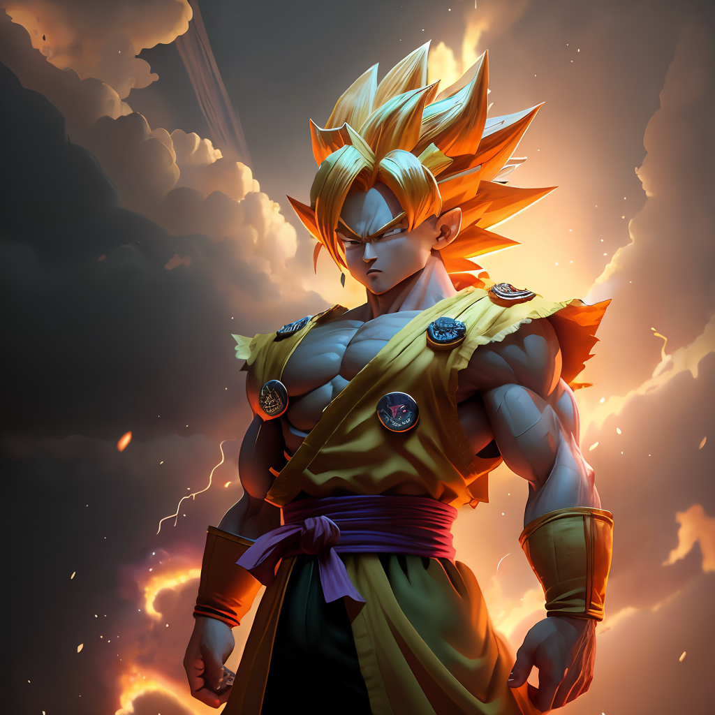 Super Saiyan Goku Wallpaper 4K, Dragon Ball Z, AI art